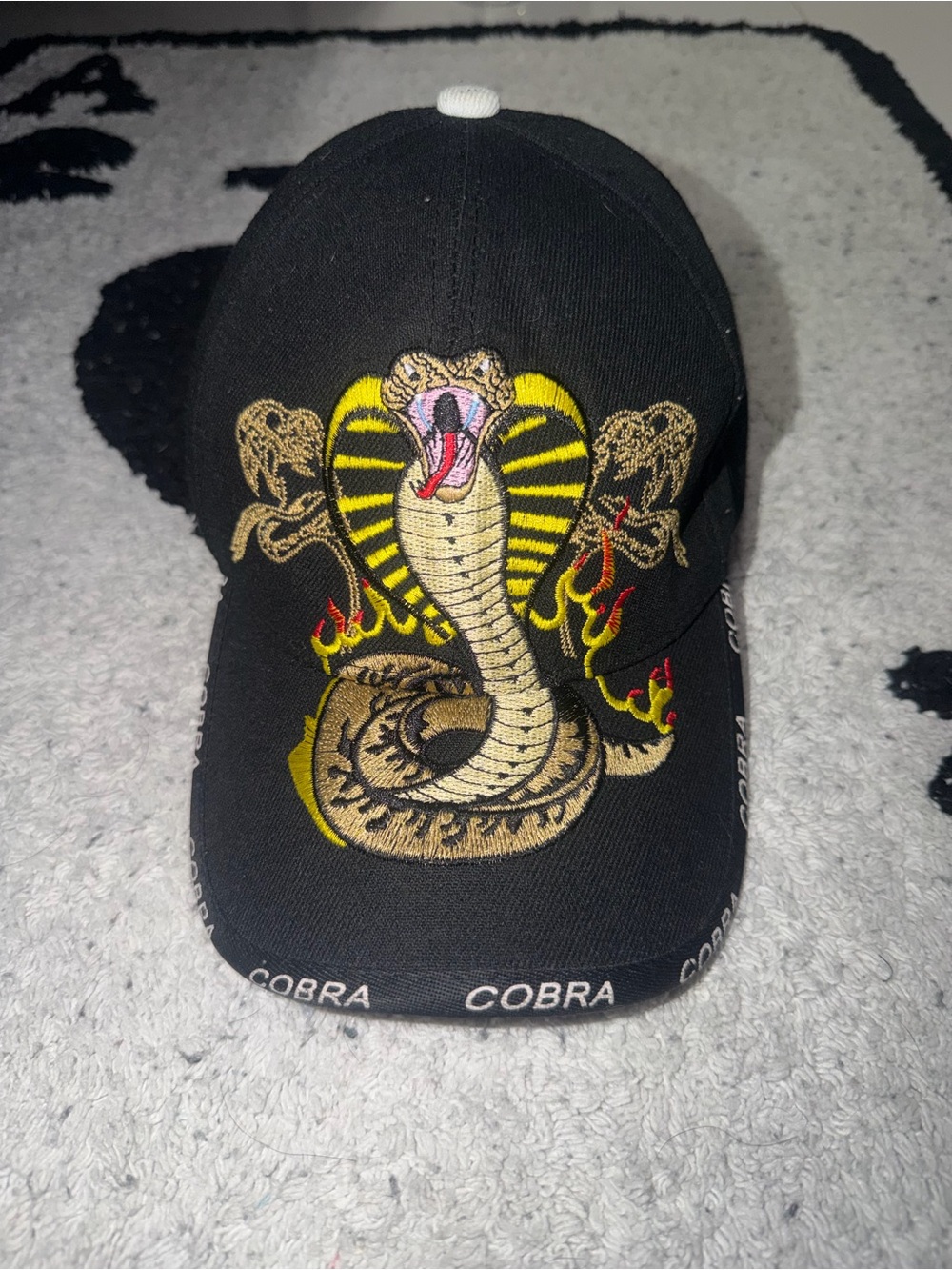 Black Cobra Embroidered Cobra Baseball Cap